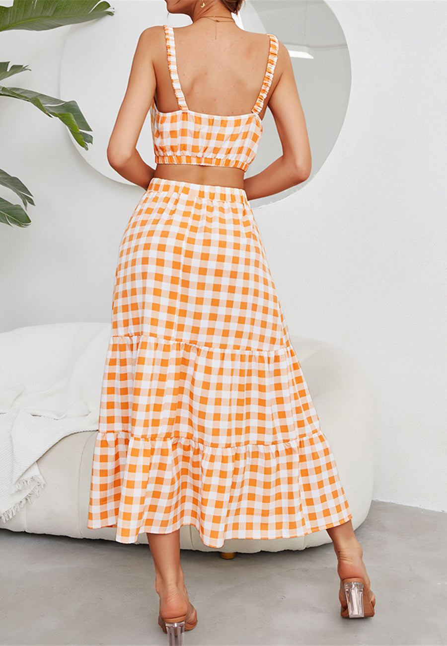 Gingham Crop Top and Skirt Coordinates
