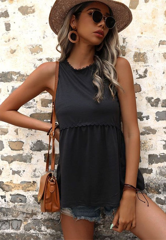 Scallop Lace Trim Top