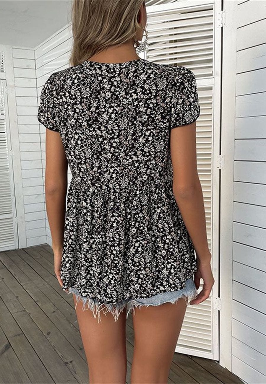 Tie Neck Peplum Blouse