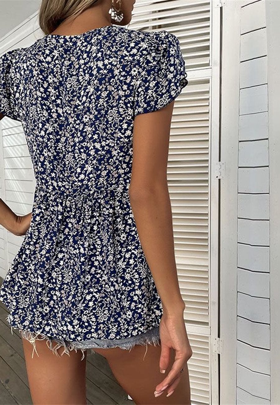 Tie Neck Peplum Blouse