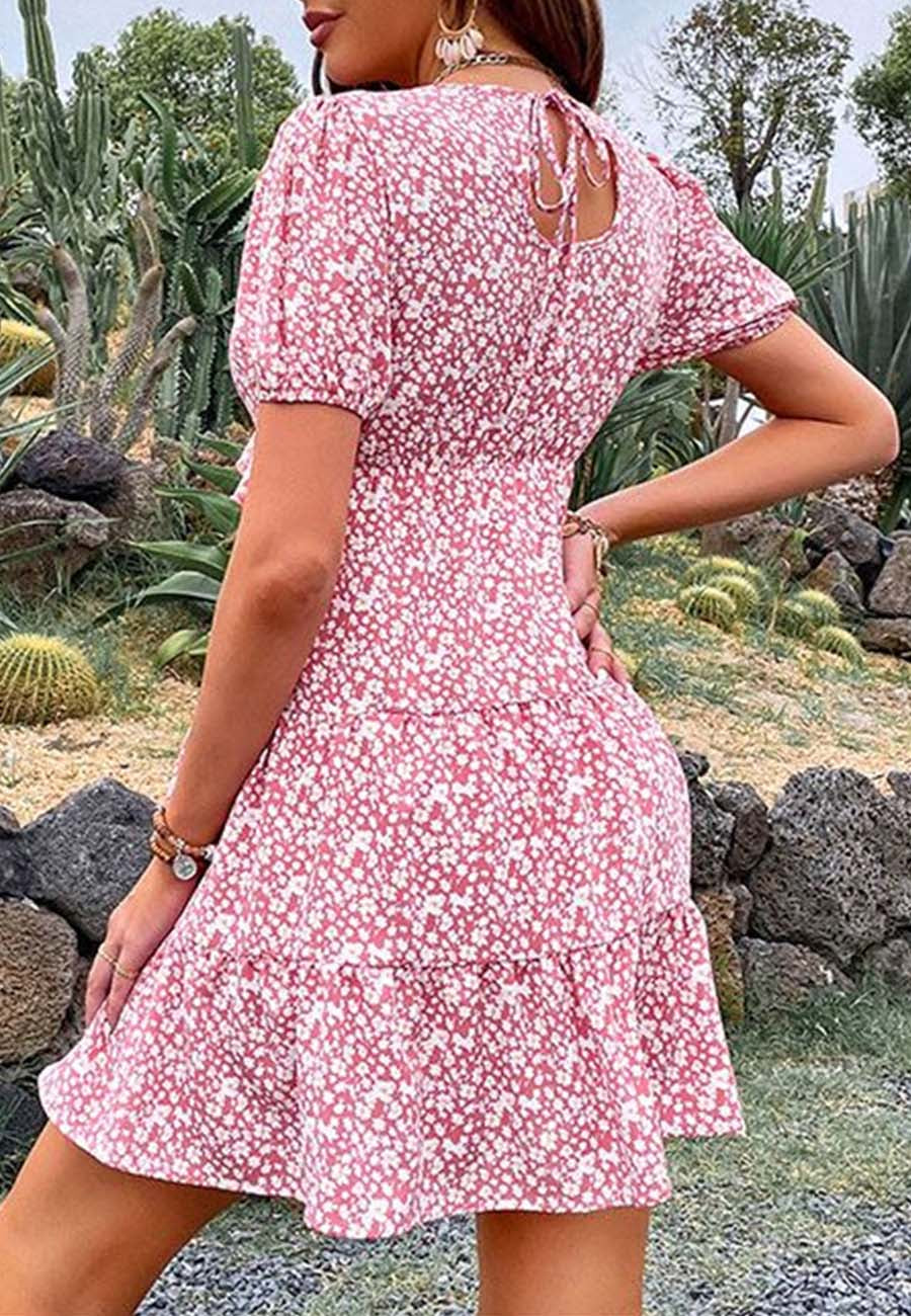 Puff Sleeve Ruffle Dress