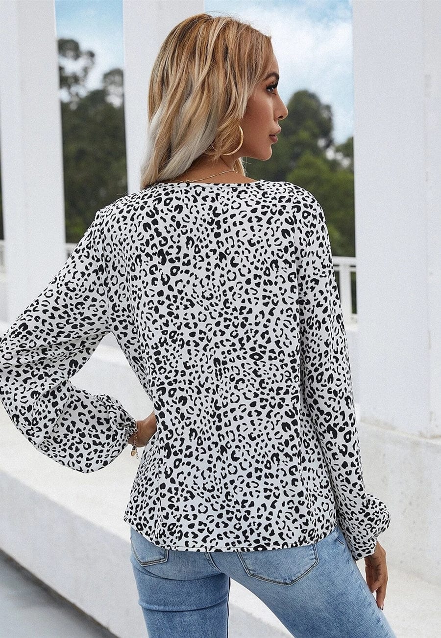 Leopard Print Long Sleeve Top