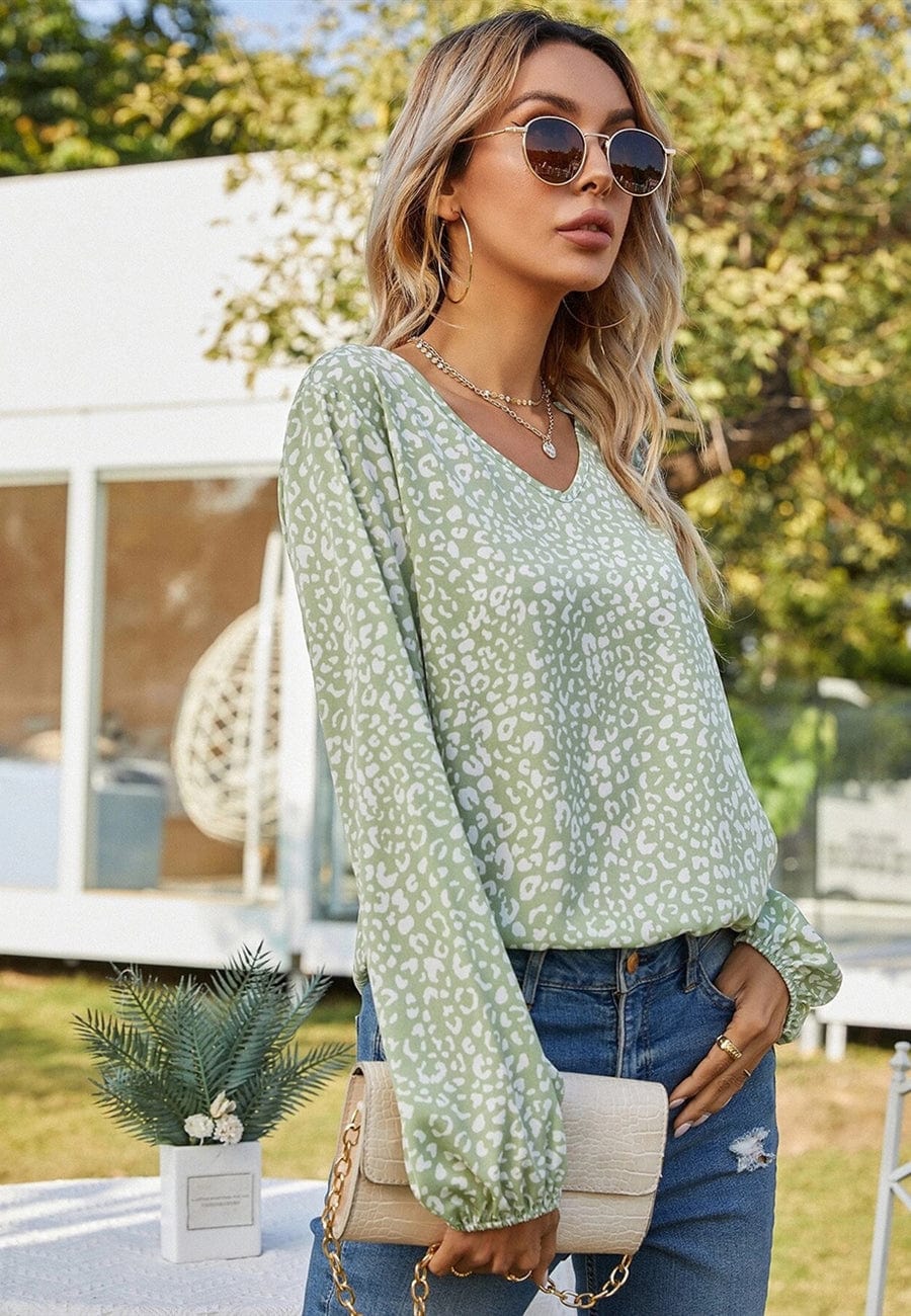 Leopard Print Long Sleeve Top