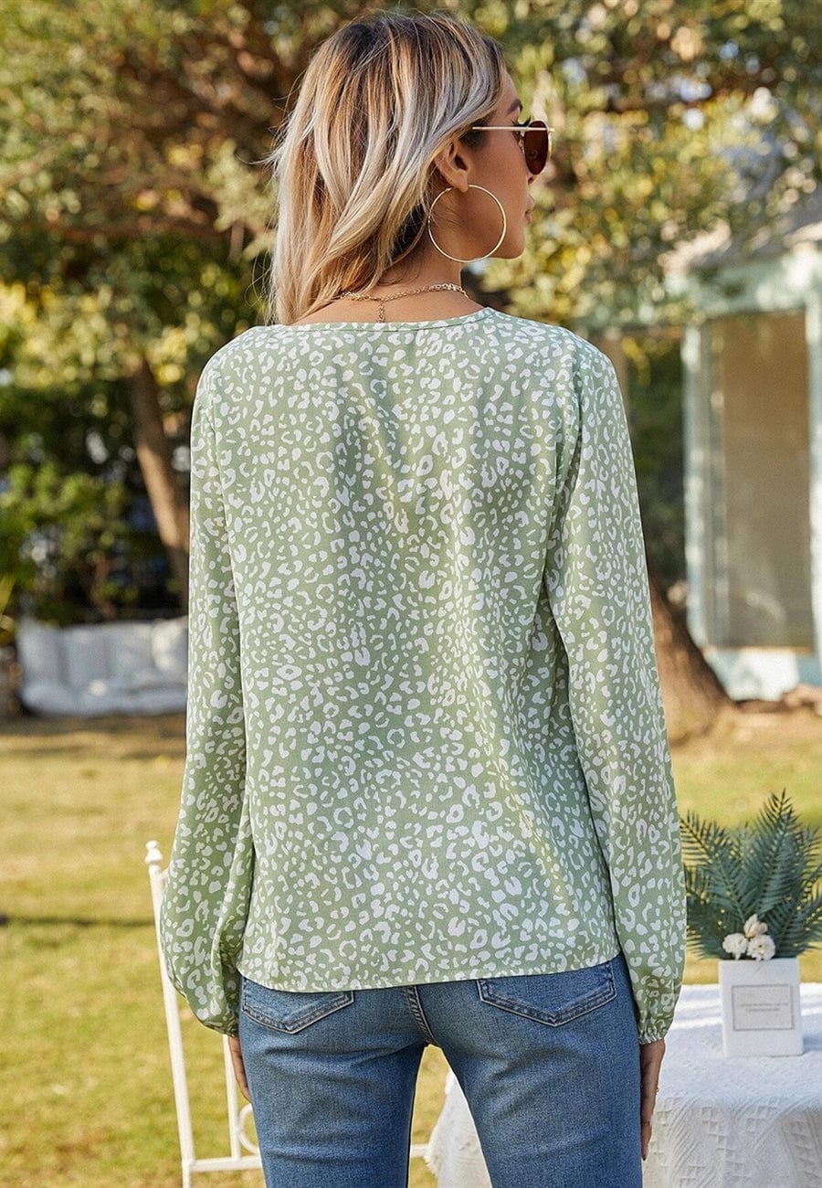 Leopard Print Long Sleeve Top
