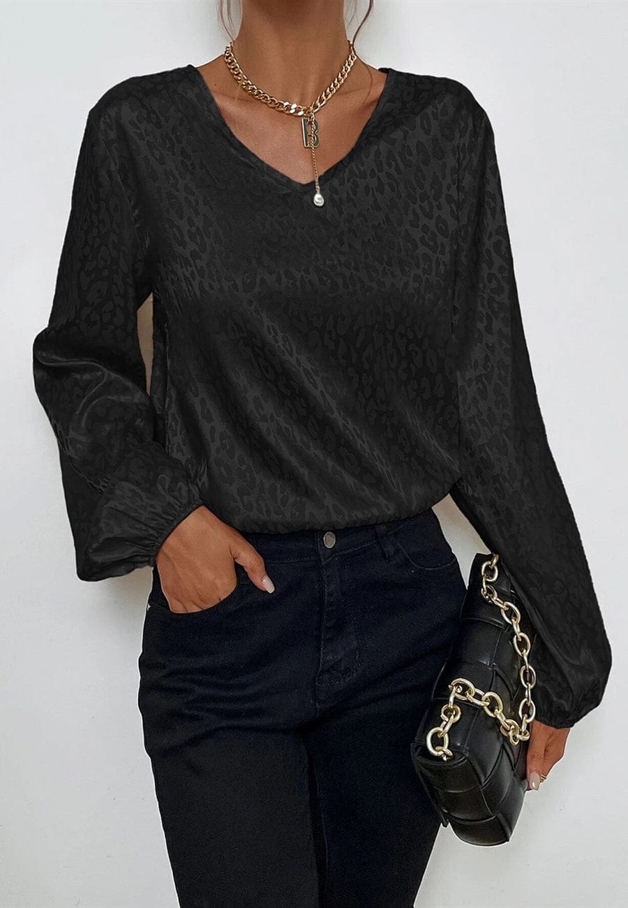 Satin Leopard Print Blouse