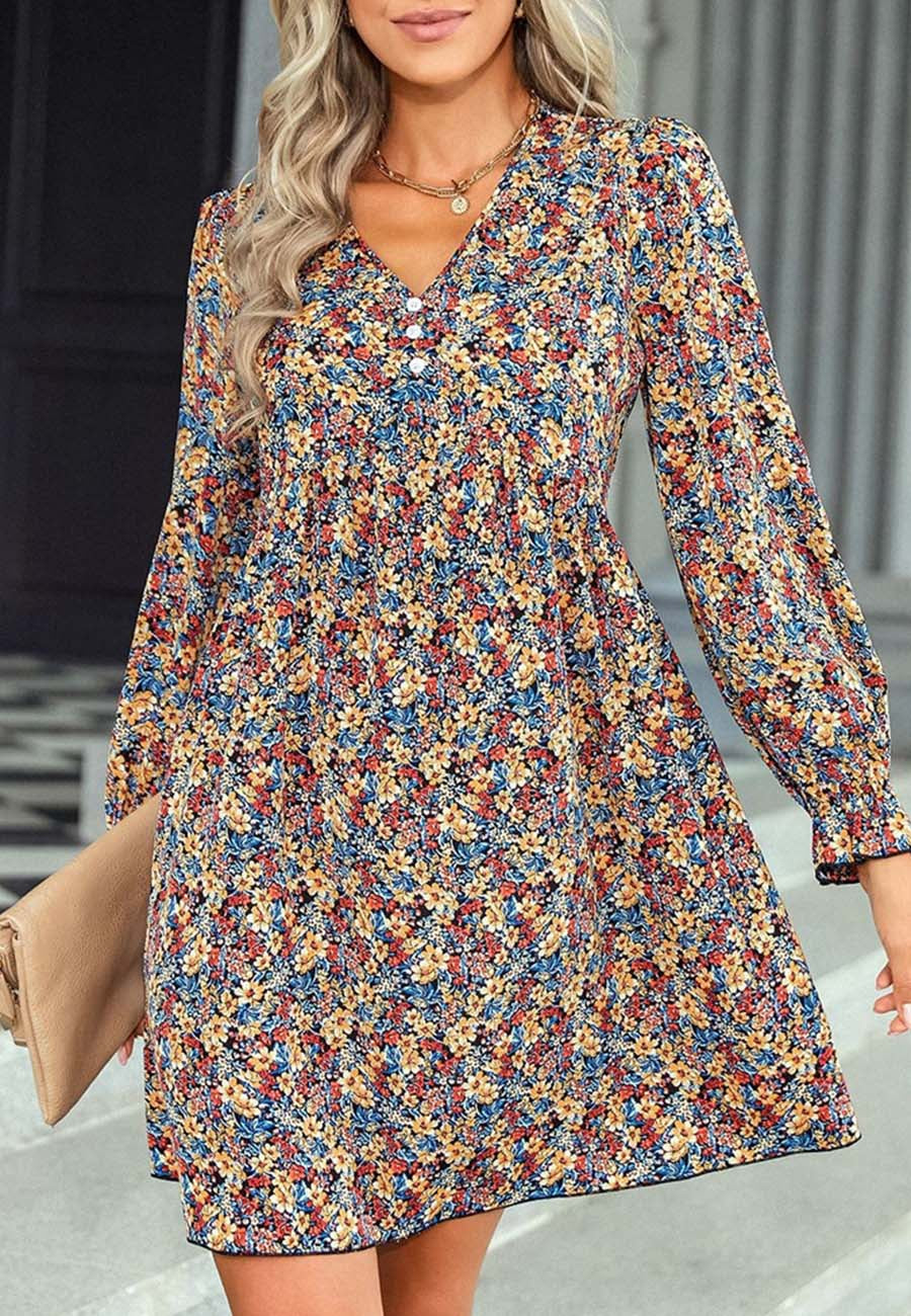Multicolor Floral Print Dress