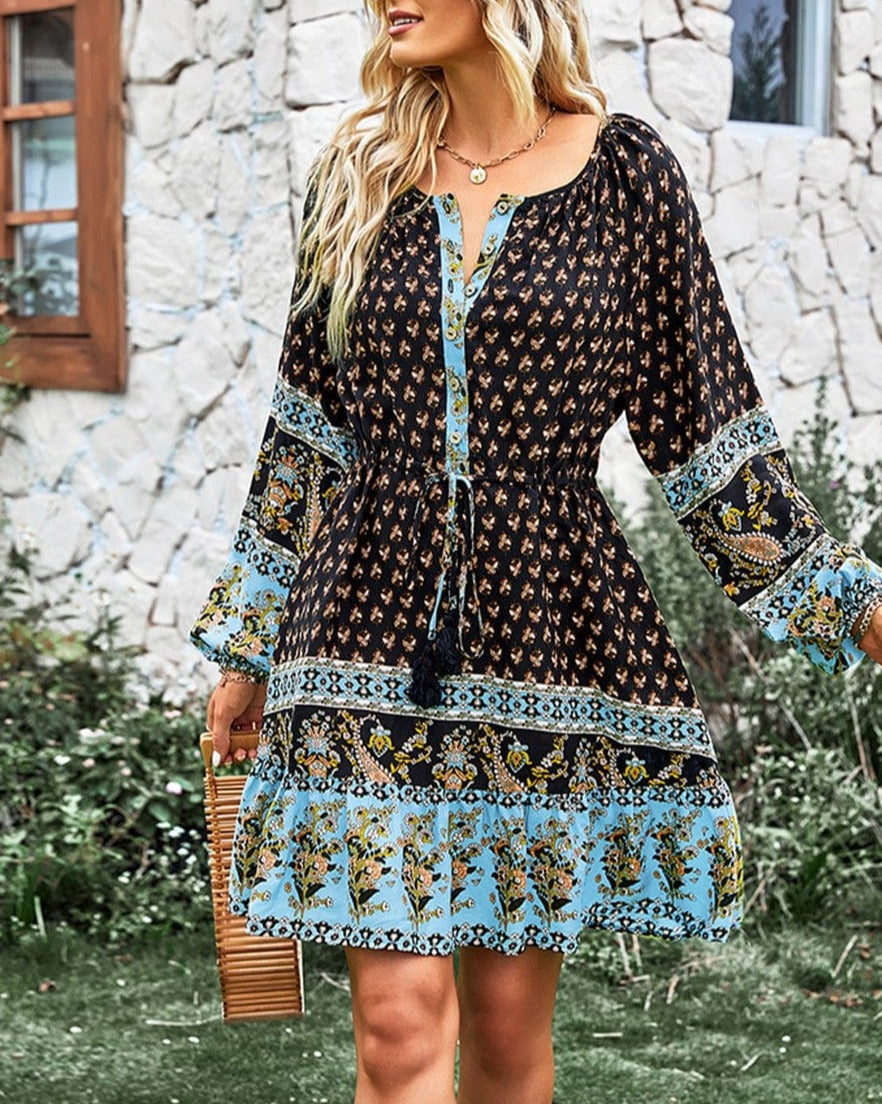 Tassel Tie Waist Boho Dress Tassel Tie Waist Boho Dress