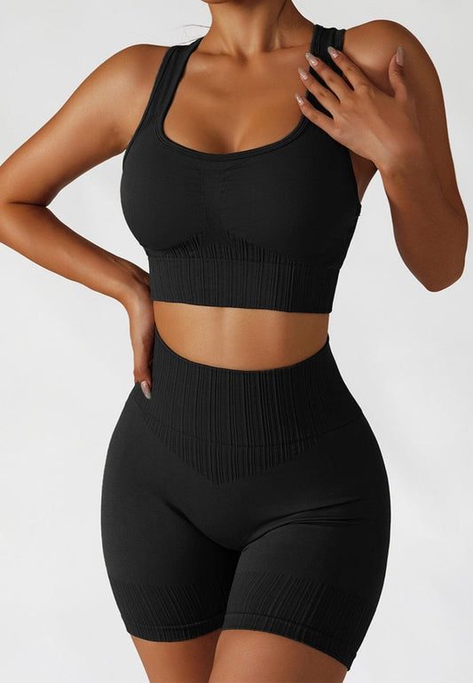 Racerback Sports Bra & Sculpting High Waist Shorts Set