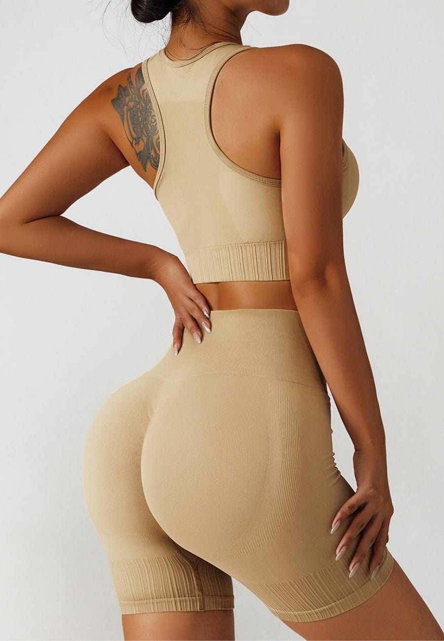 Racerback Sports Bra & Sculpting High Waist Shorts Set