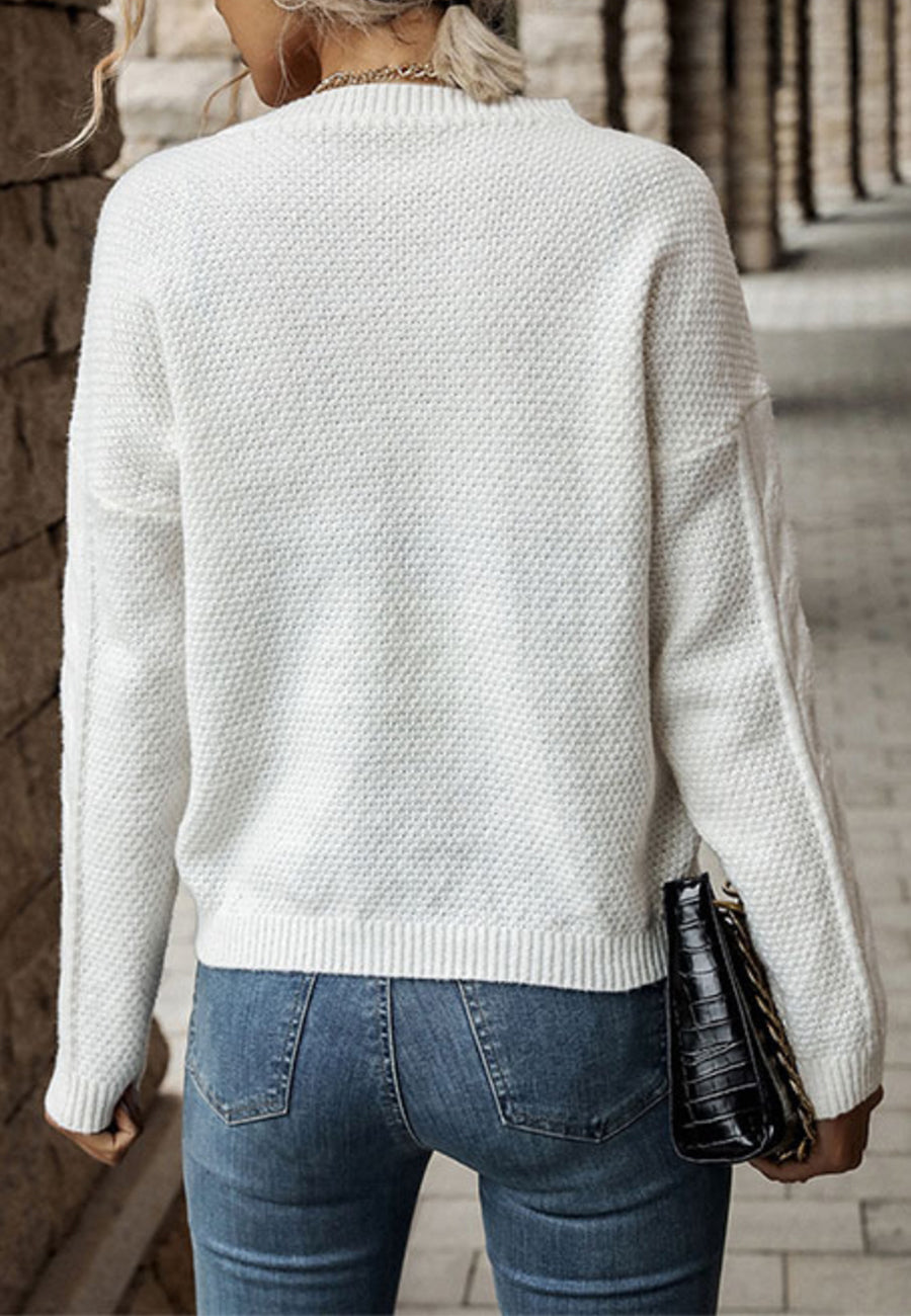 Textured Cable Knit Classic Sweater
