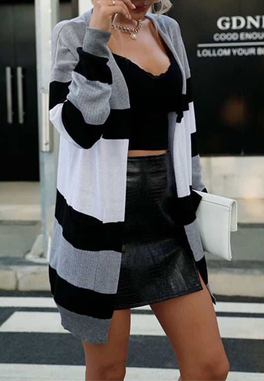 Striped Drop Shoulder Cardigan