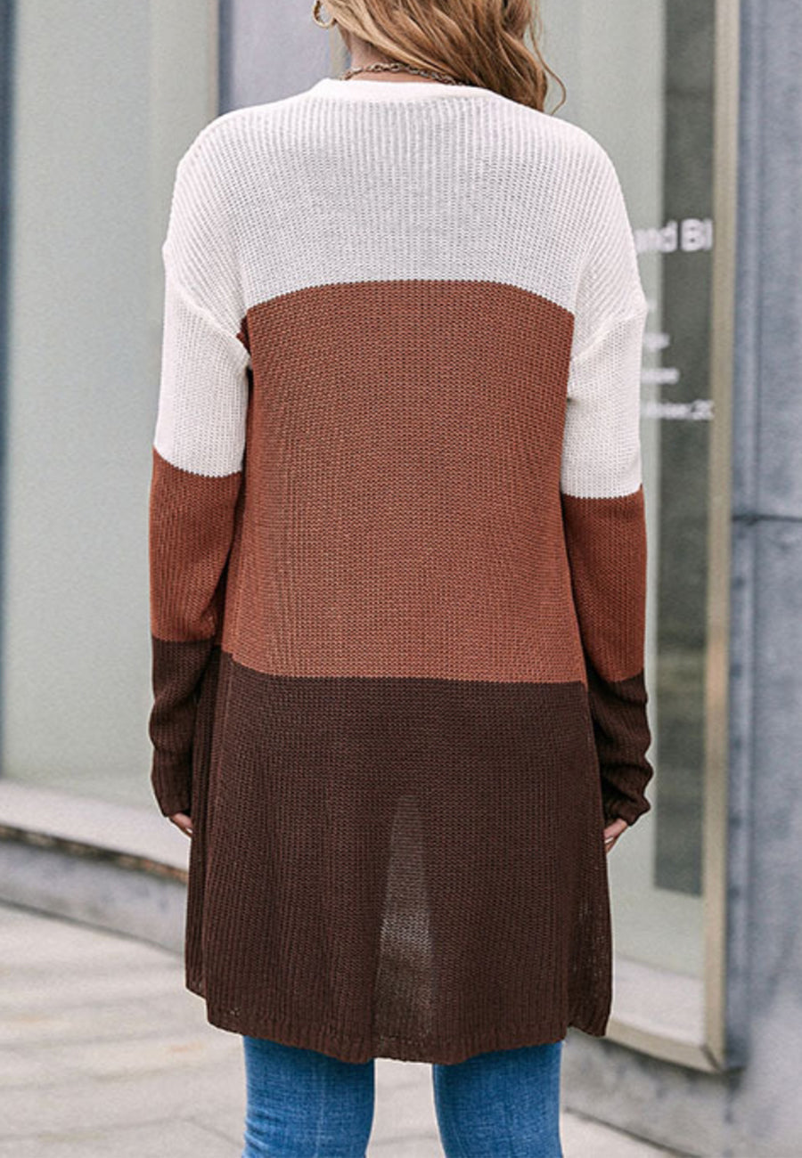 Color Block Knit Fall Cardigan