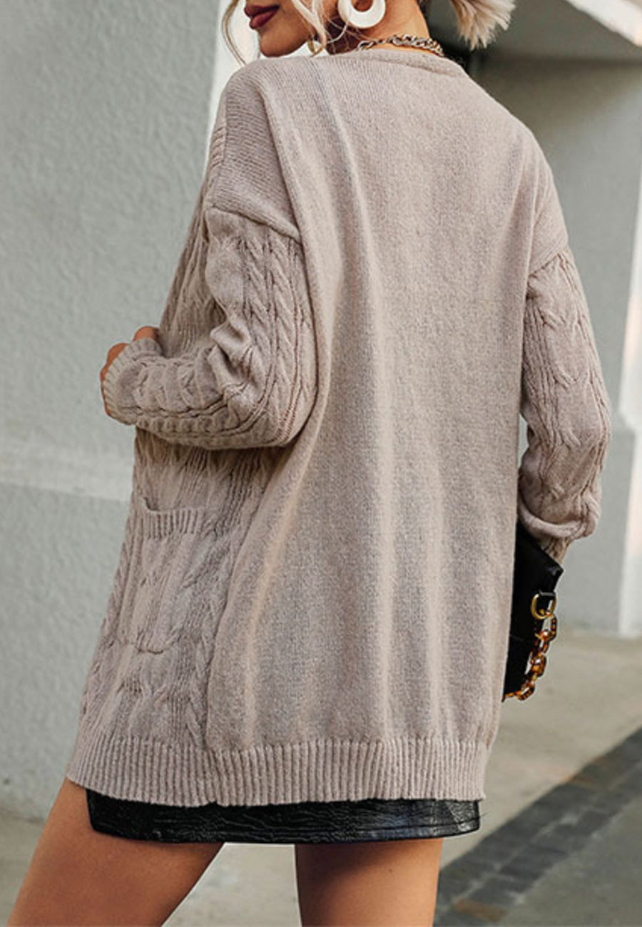 Cable Knit Front Pocket Cardigan