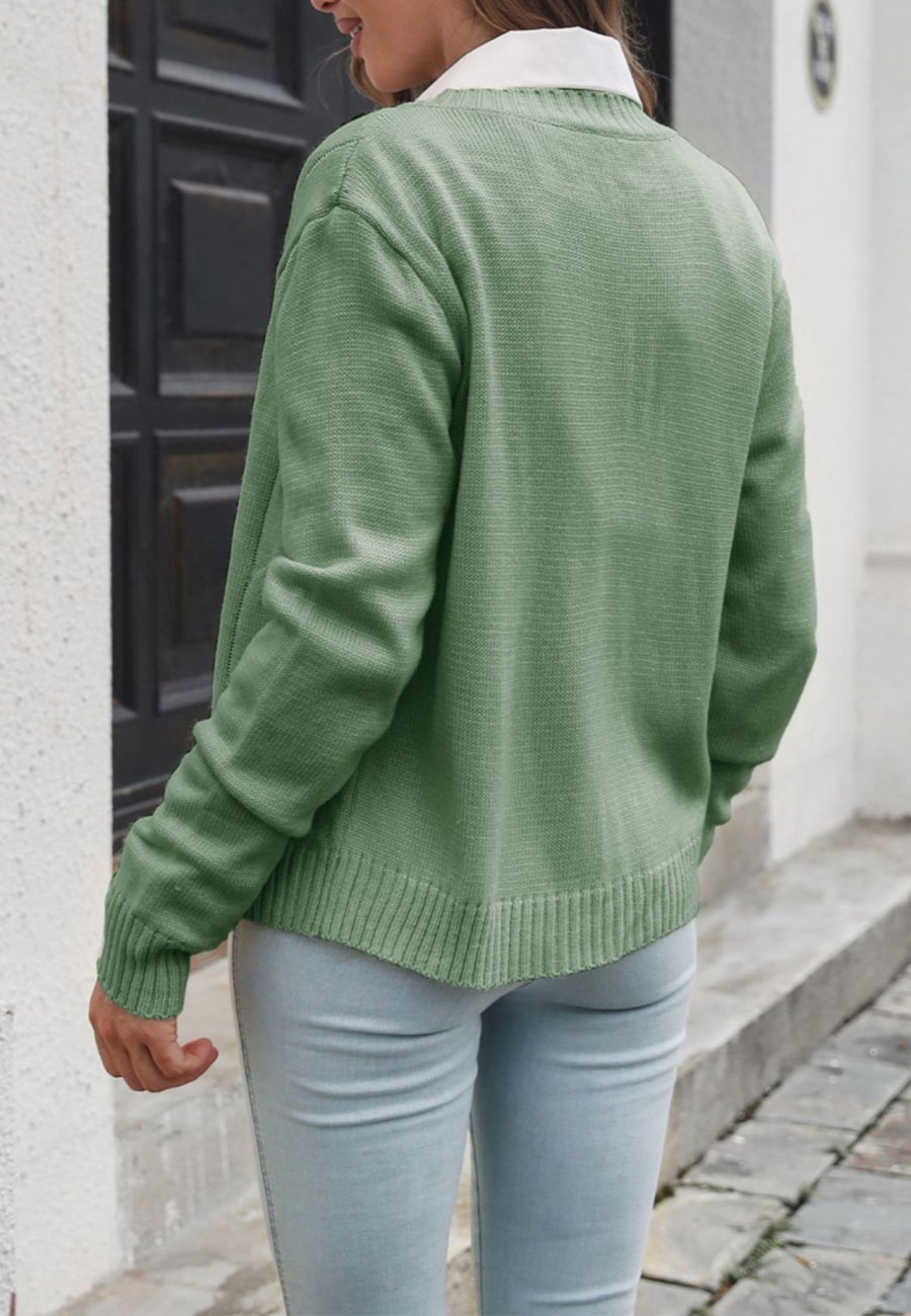 Braided Knit Button Down Cardigan