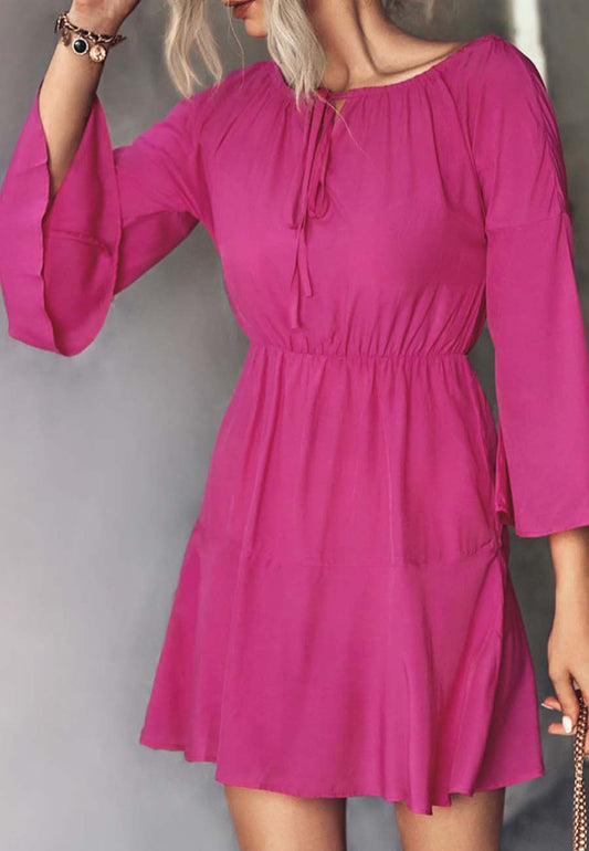 Ruched Tie Neck Dress