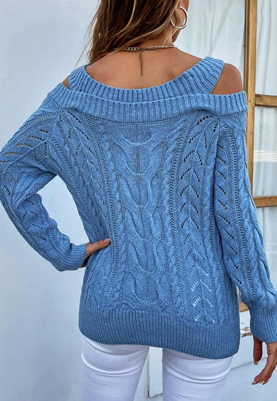 Cable Knit Off Shoulder Sweater