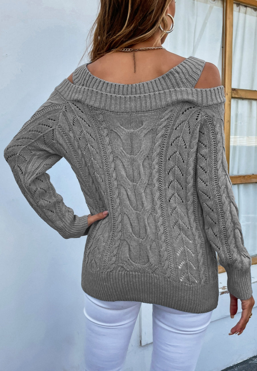 Cable Knit Off Shoulder Sweater