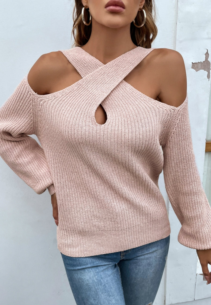 Cross Front Cutout Sweater