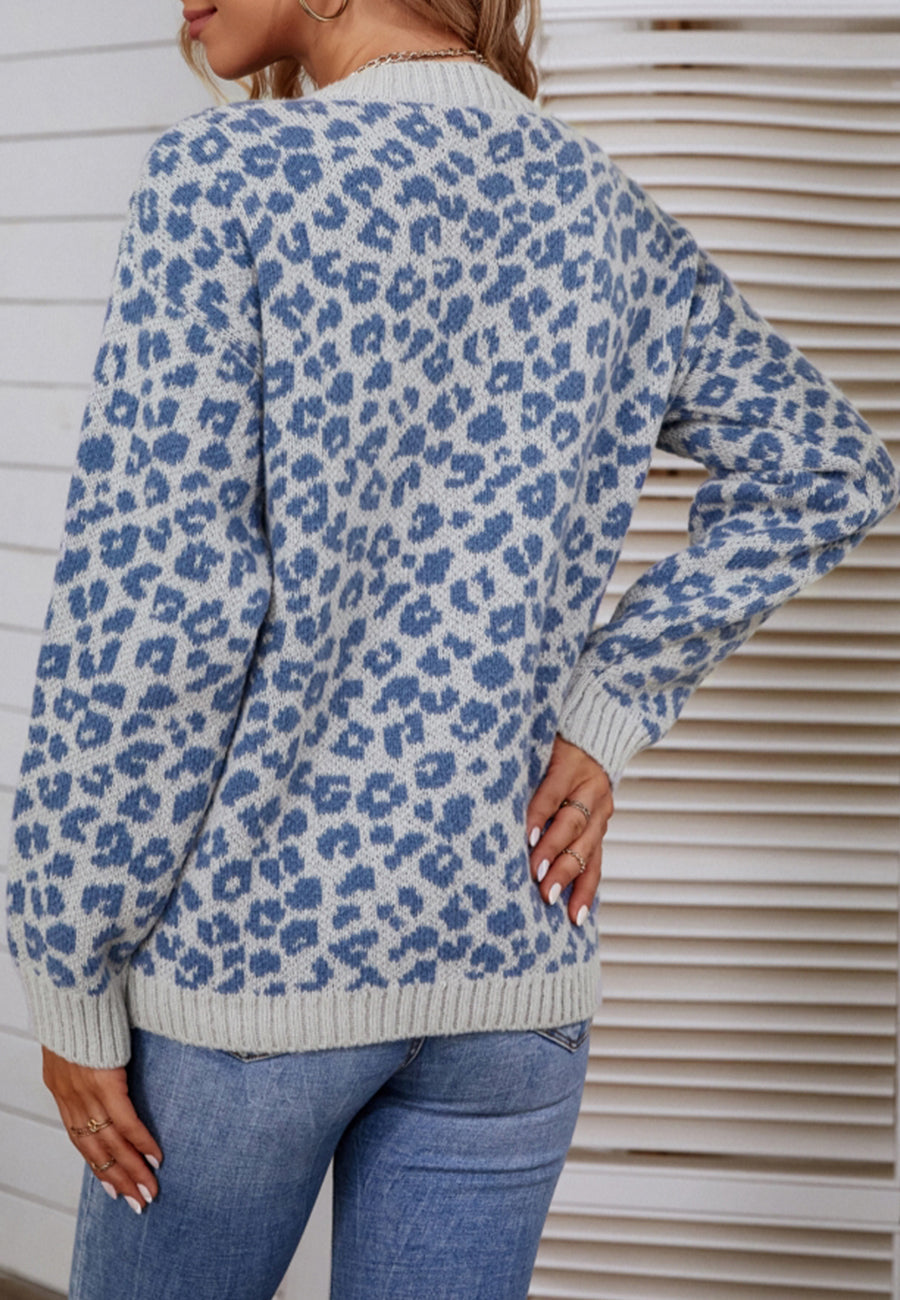 Leopard Print Basic Knit Sweater