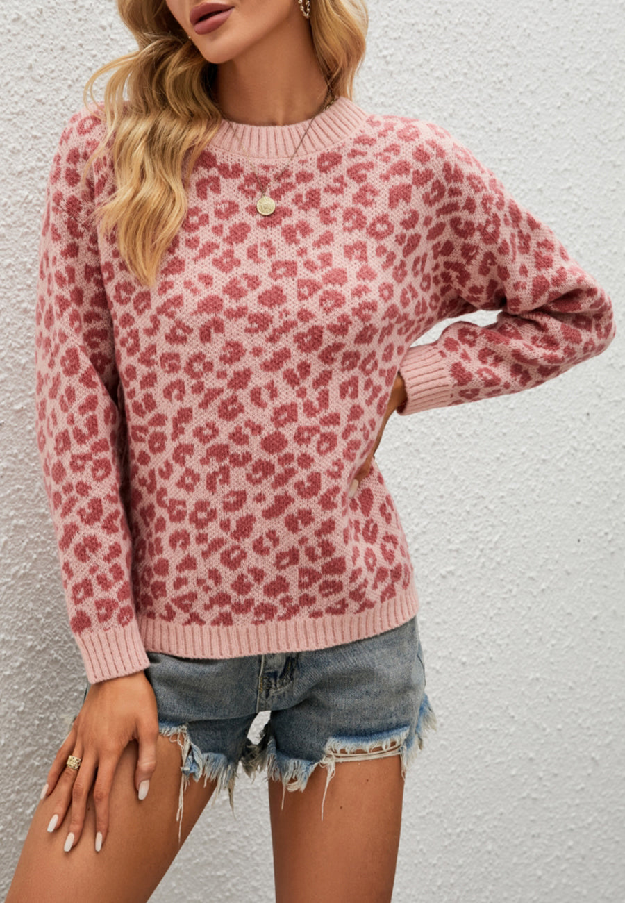 Leopard Print Basic Knit Sweater