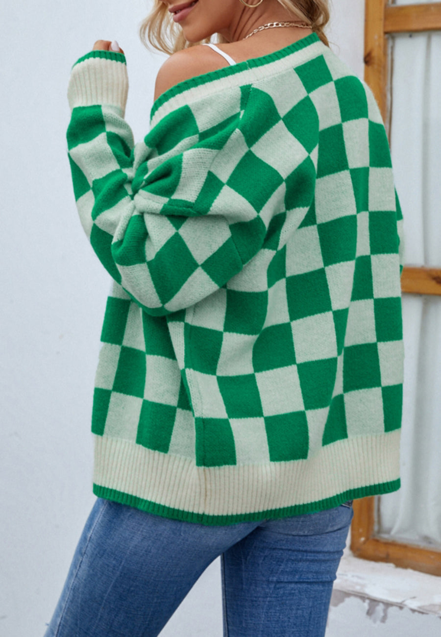 Two Tone Checkered Cardigan