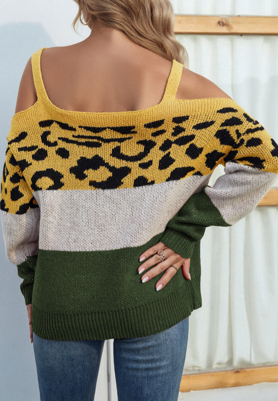Cold Shoulder Leopard Sweater