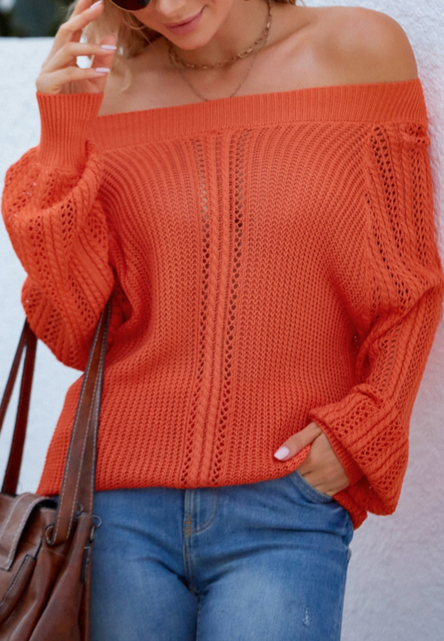 Off-Shoulder Textured Fall Sweater