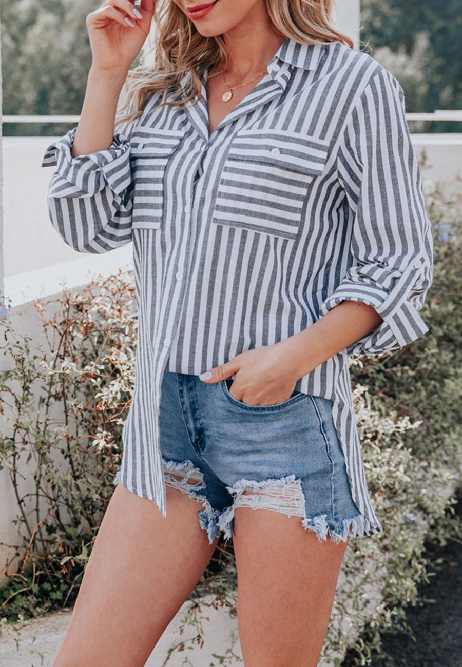 Striped Double Patch Pocket Polo