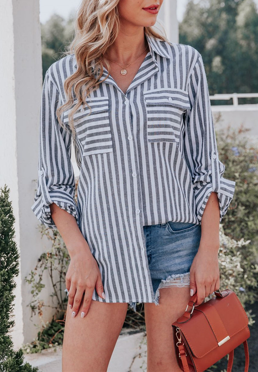 Striped Double Patch Pocket Polo