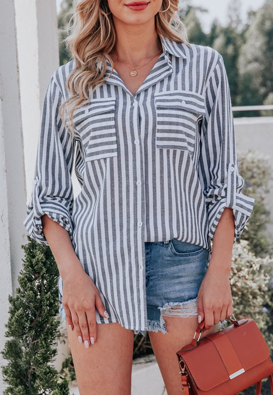 Striped Double Patch Pocket Polo