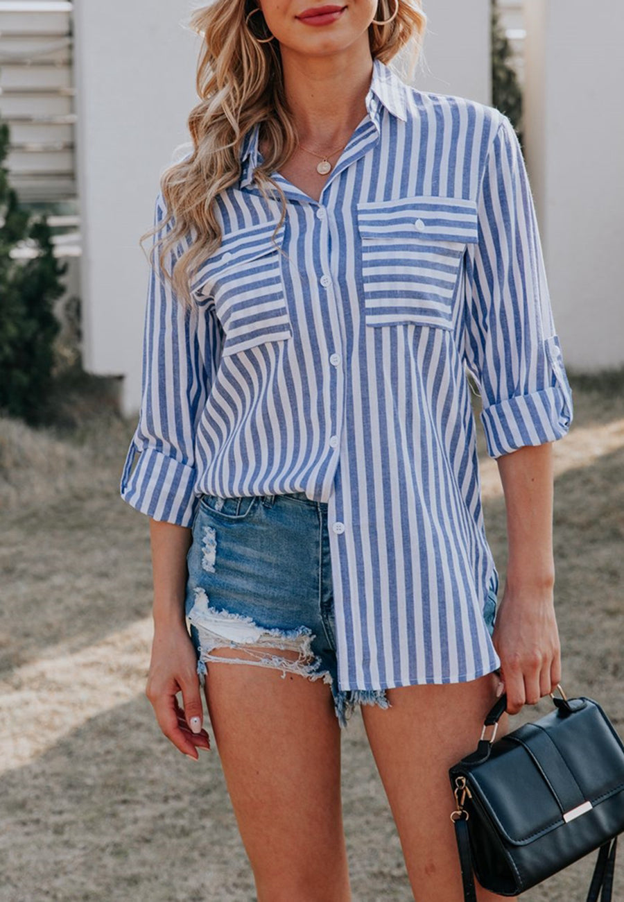 Striped Double Patch Pocket Polo