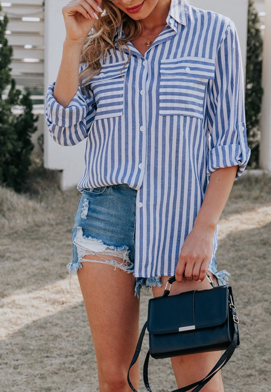 Striped Double Patch Pocket Polo