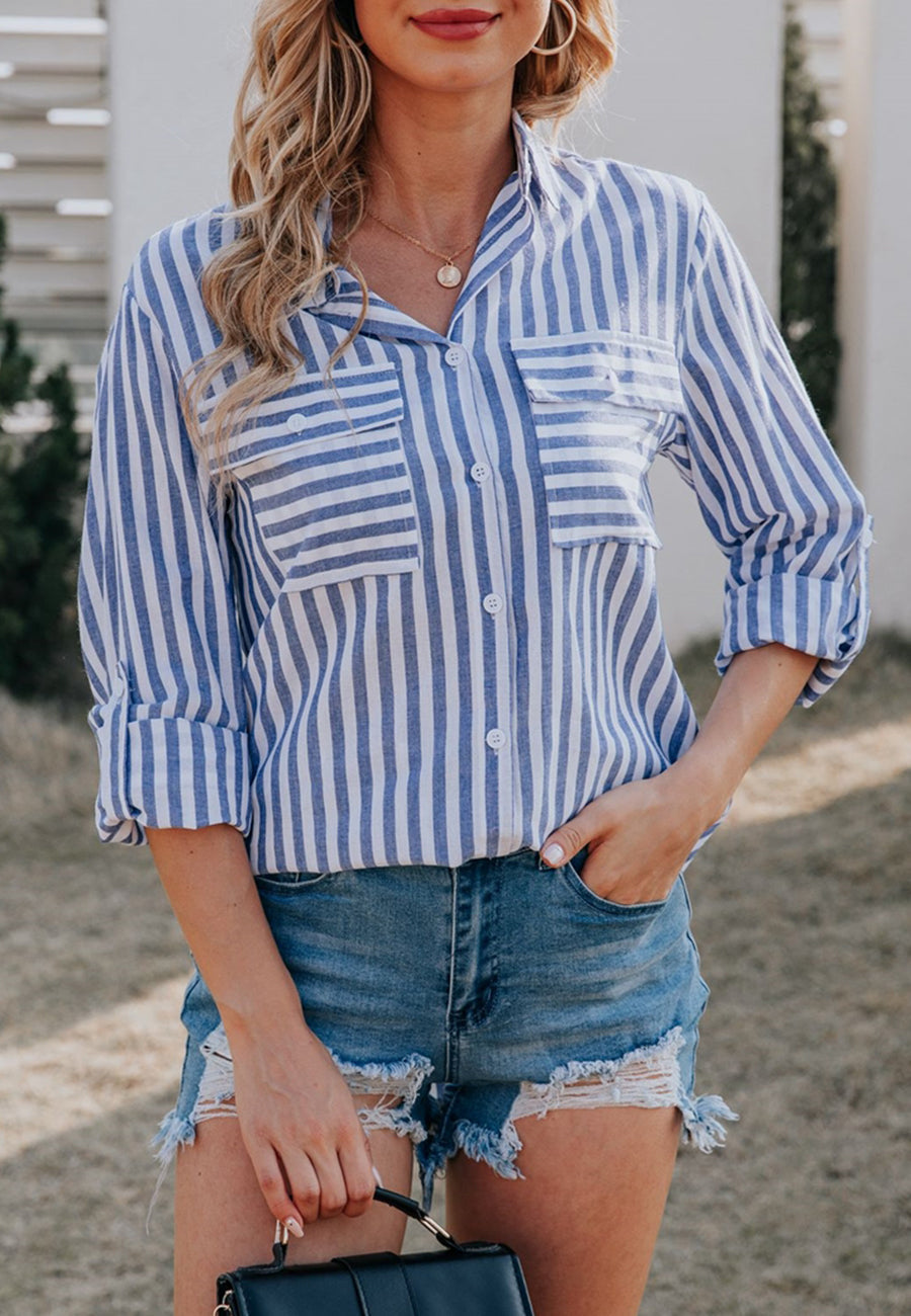 Striped Double Patch Pocket Polo
