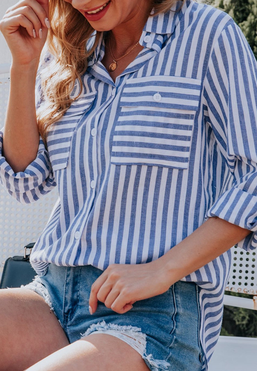 Striped Double Patch Pocket Polo