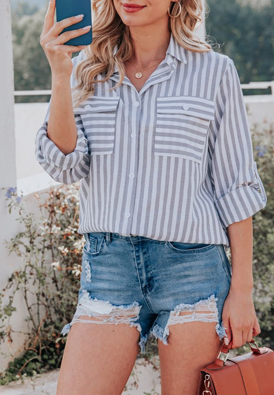 Striped Double Patch Pocket Polo