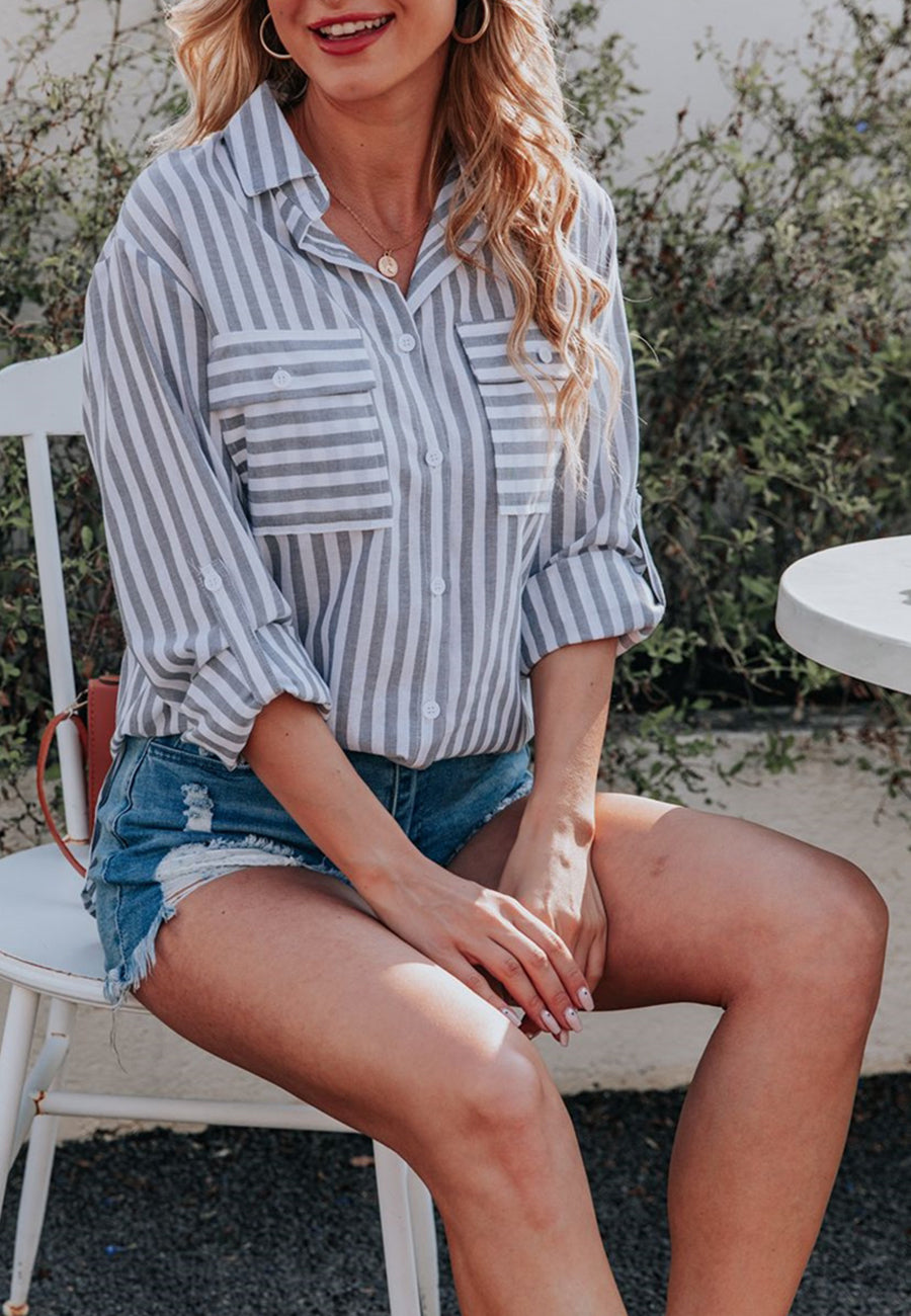 Striped Double Patch Pocket Polo