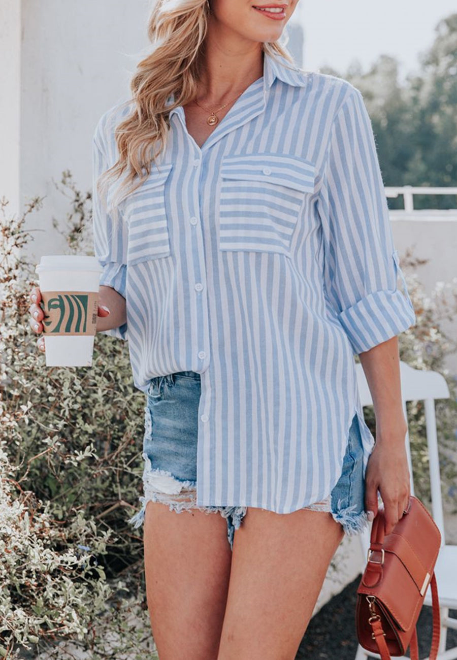 Striped Double Patch Pocket Polo