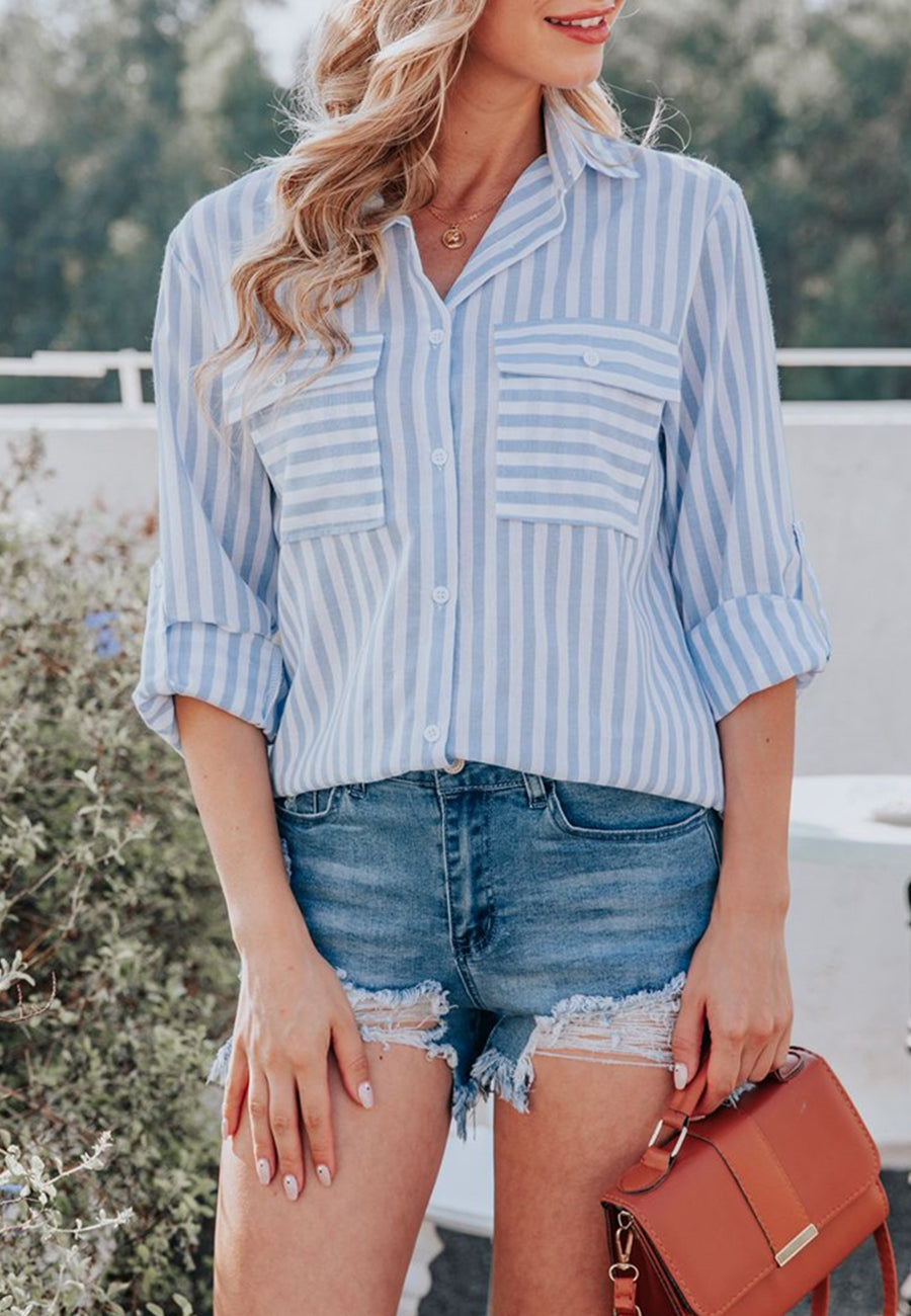 Striped Double Patch Pocket Polo
