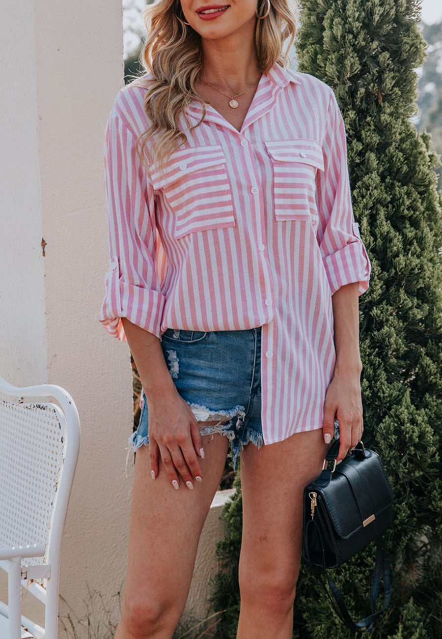 Striped Double Patch Pocket Polo