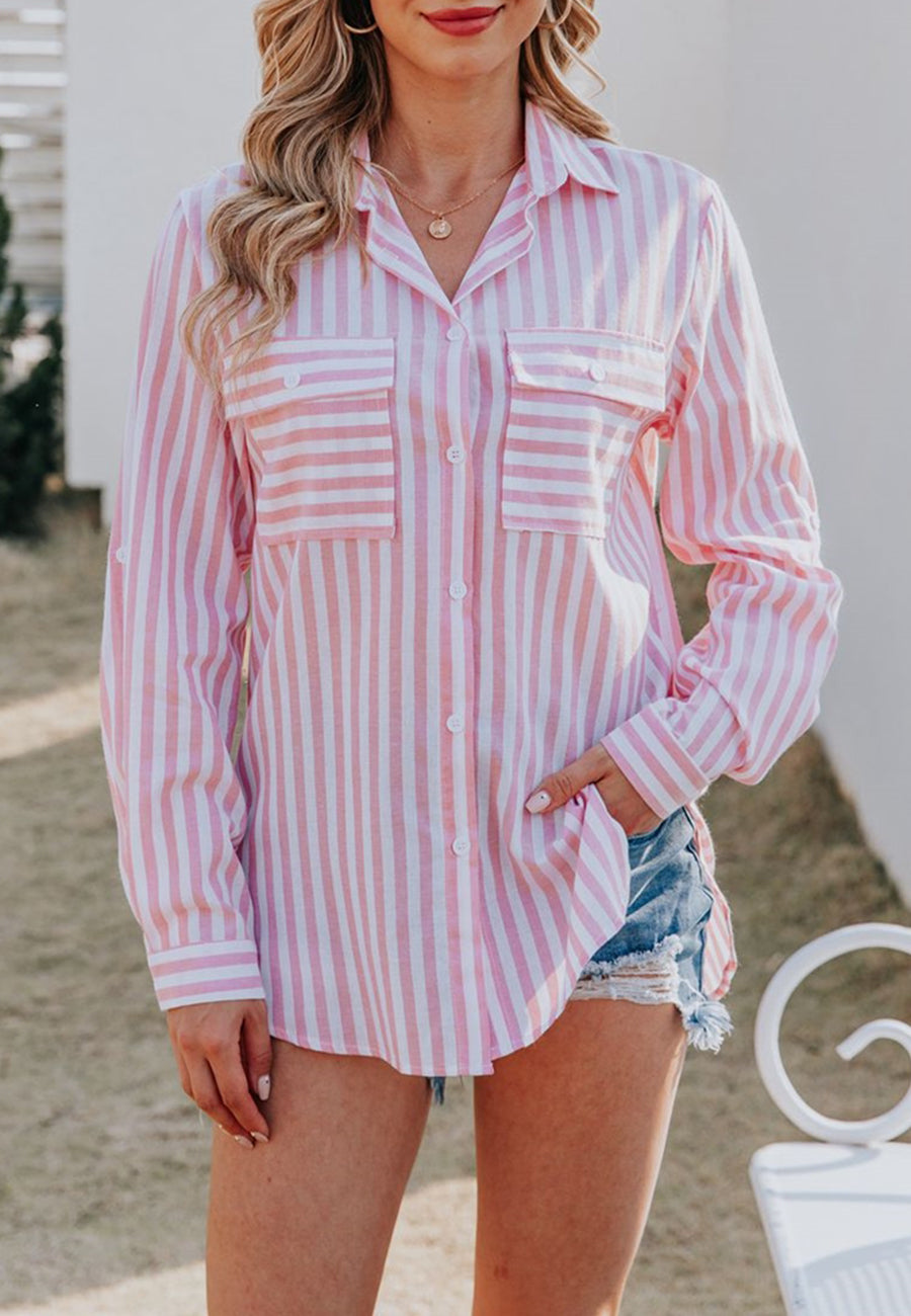 Striped Double Patch Pocket Polo