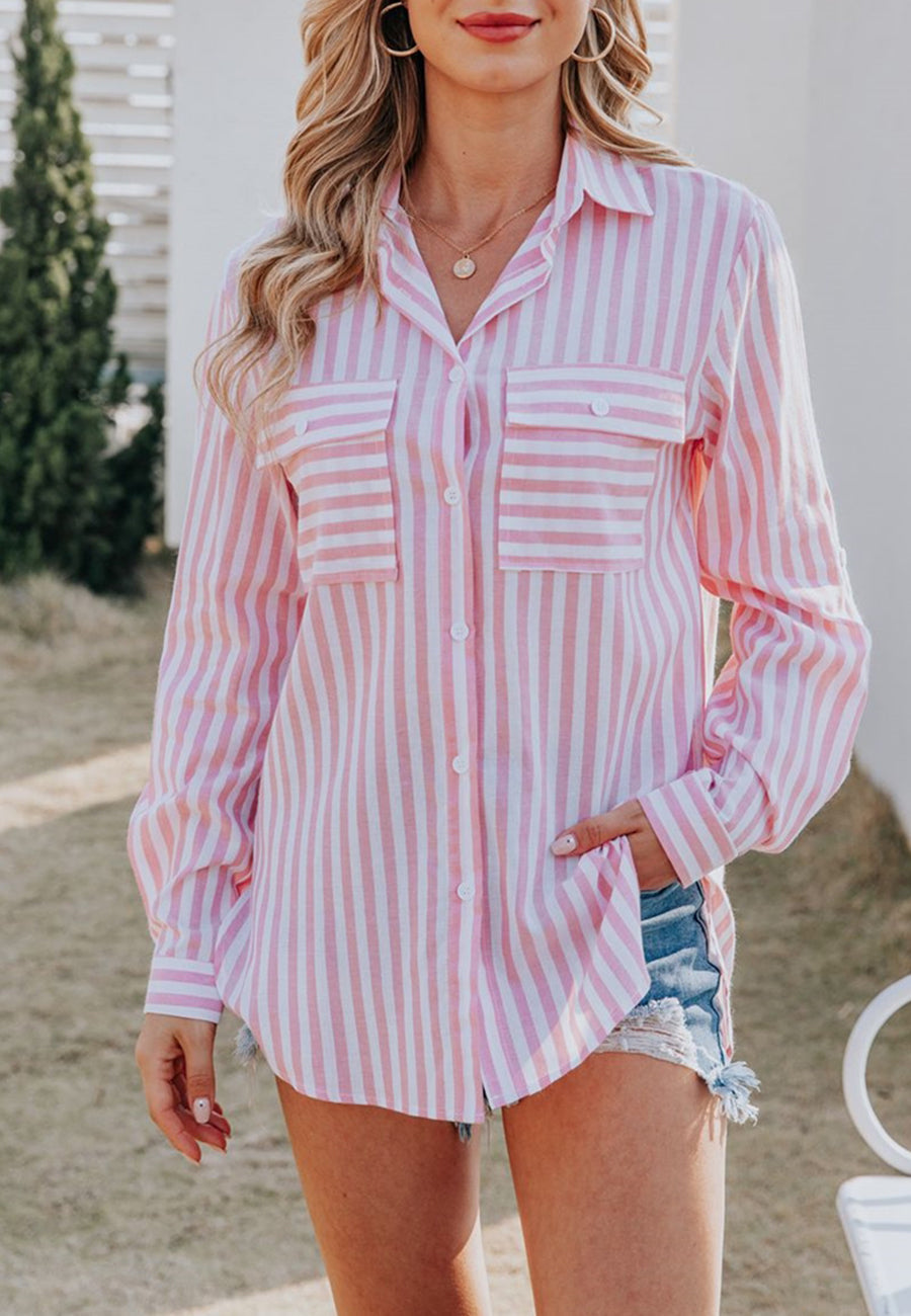 Striped Double Patch Pocket Polo