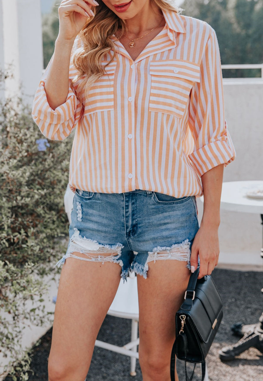 Striped Double Patch Pocket Polo