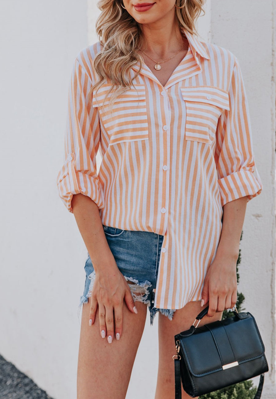 Striped Double Patch Pocket Polo