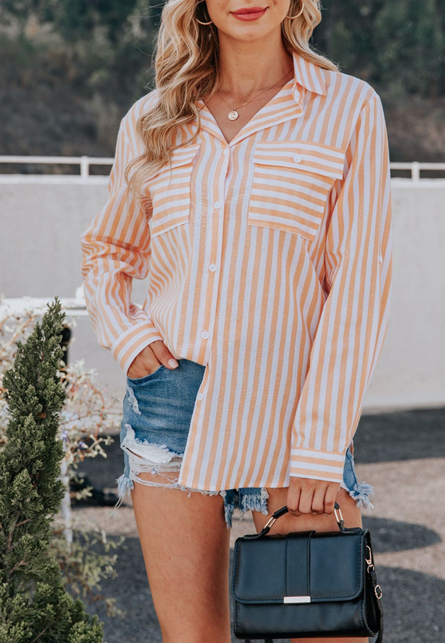 Striped Double Patch Pocket Polo