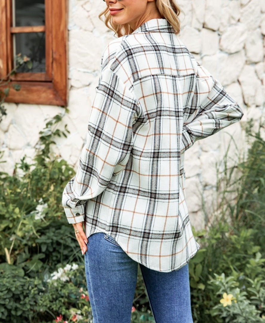 Button Down Checkered Flannel Shirt