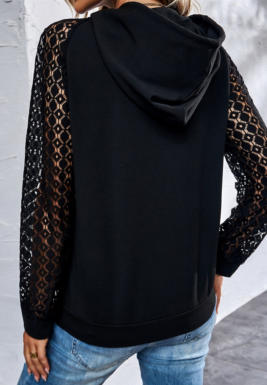 Dainty Lace Sleeve Hoodie