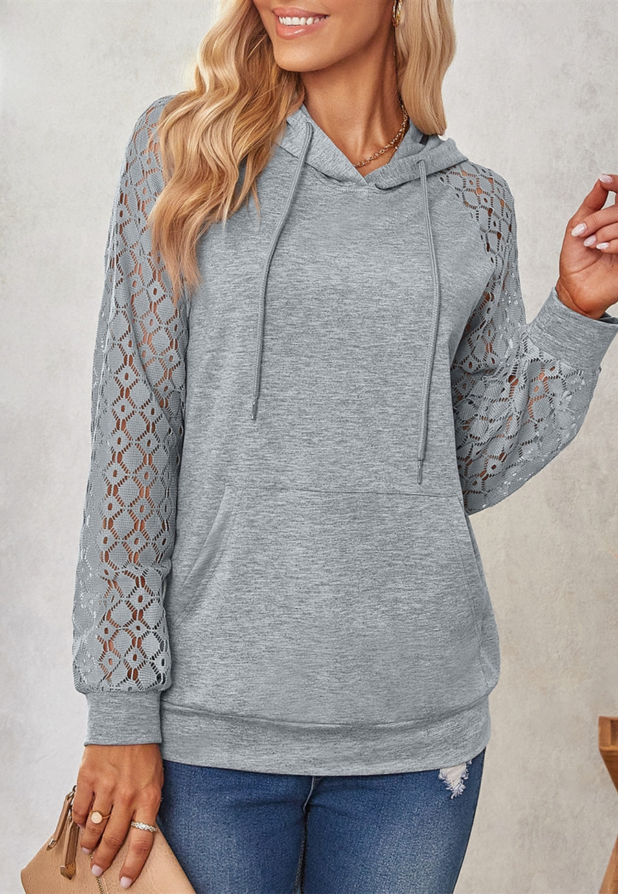 Dainty Lace Sleeve Hoodie