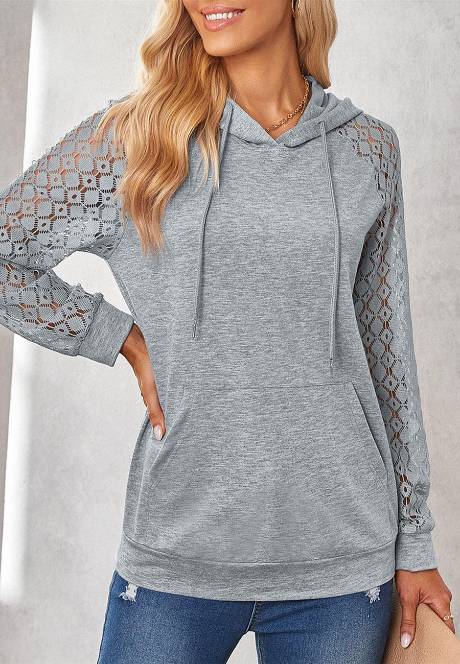 Dainty Lace Sleeve Hoodie