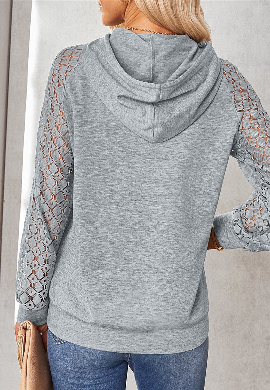 Dainty Lace Sleeve Hoodie