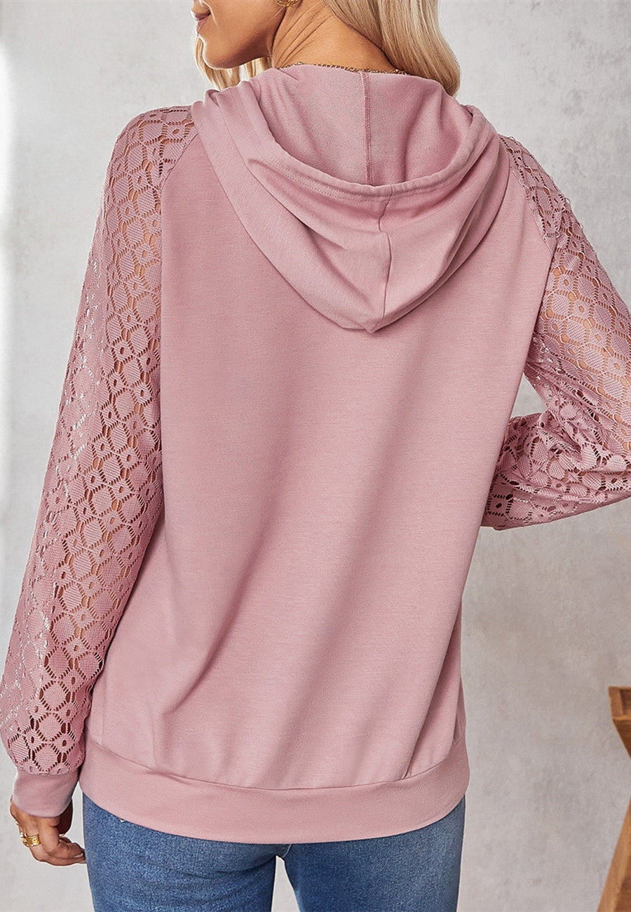 Dainty Lace Sleeve Hoodie